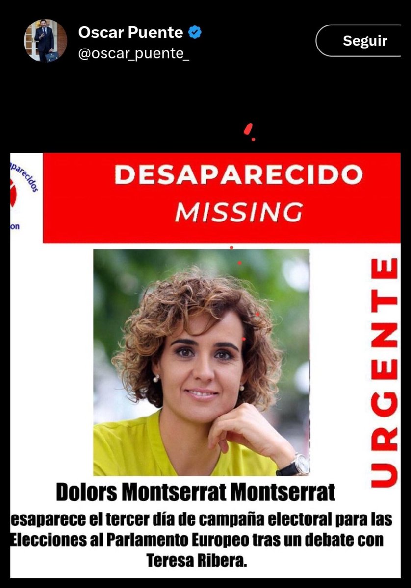 Oscar Puente, eres un miserable como persona. Mi hija Diana permaneció 500 días desaparecida, su violador y asesino ocultó su cuerpo en un pozo. Catorce mil familias buscan en España a un ser querido desaparecido. Carecer de valores te incapacitaría como ministro en un país serio