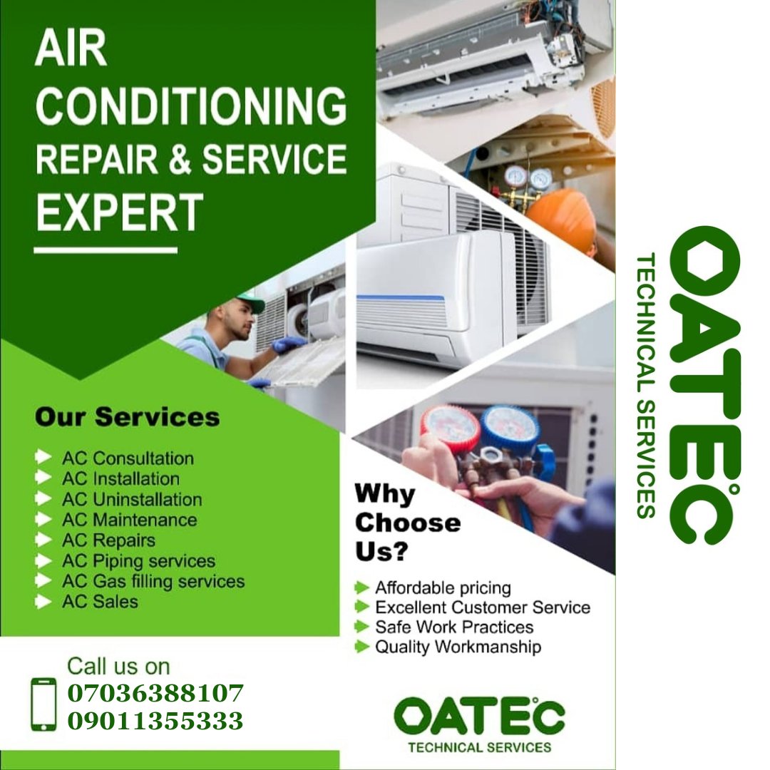 Oatec4cooling's tweet photo. For your Purchase, Installation, Repairs and Maintenance of Air Conditioning Systems.... We are 1 DM away...... 

Kindly retweet 🙂

My customer might be on your timeline. Thank you https://t.co/PFDRwWBHG9