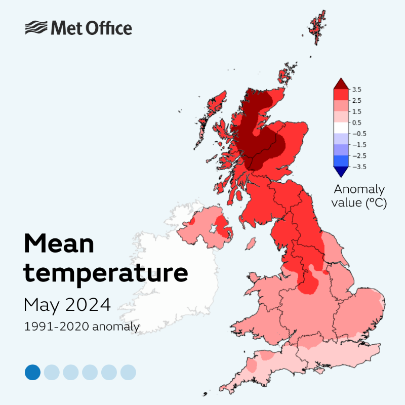 metoffice's tweet photo. While it may not have felt like it for many, with sunshine in short supply, provisional figures show May and spring were the warmest on record for the UK. 

Get the full details, including how warm nights influenced the figures 👇