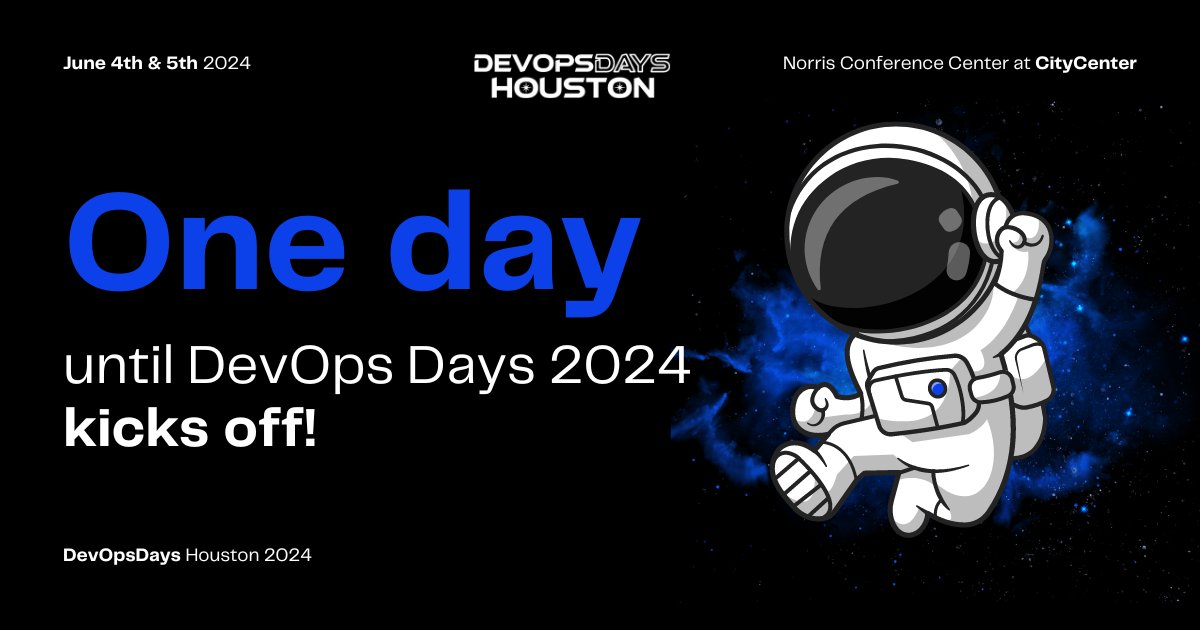 DevOpsDaysHTown's tweet image. The day we&apos;ve all been waiting for is almost here! We can&apos;t wait to see you tomorrow at #DevOpsDays 2024. Join us for an unforgettable experience with top-notch speakers, unparalleled networking opportunities, and so much more. #TechEvent #TopSpeakers #Networking #JoinUs