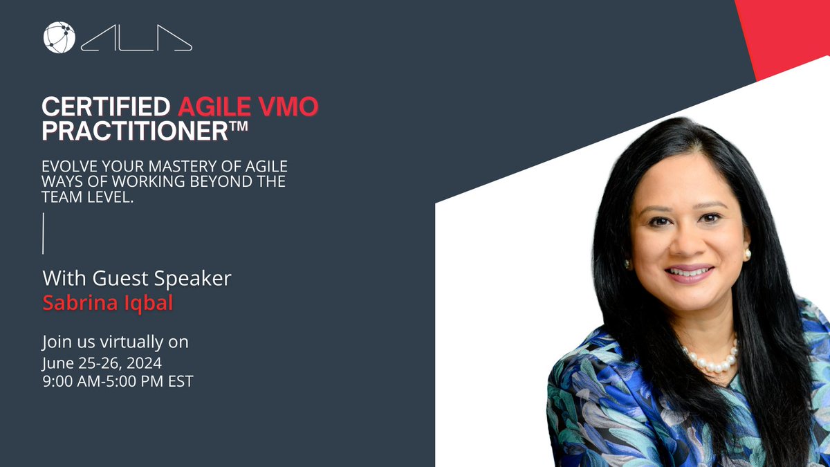 lithespeed's tweet photo. Enterprise Portfolio Manager of Sands Capital, Sabrina Iqbal will be joining the virtual Certified Agile VMO Practitioner training on June 25th as a guest speaker.

Register for the upcoming training here: https://t.co/hERbcBDaPI

#agilevmo #vmo #valuemanagementoffice #pmo #ala https://t.co/TGMkJA43LU