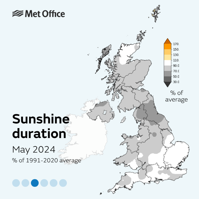 metoffice's tweet photo. While it may not have felt like it for many, with sunshine in short supply, provisional figures show May and spring were the warmest on record for the UK. 

Get the full details, including how warm nights influenced the figures 👇