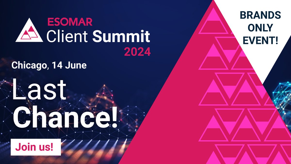 Join us in Chicago on June 14 for the Client Summit! Elevate your strategies and transform your business impact. Don't miss this exclusive opportunity to gain insights, connect with industry leaders, and shape the future of market research. Register here:  tinyurl.com/bdkfp754