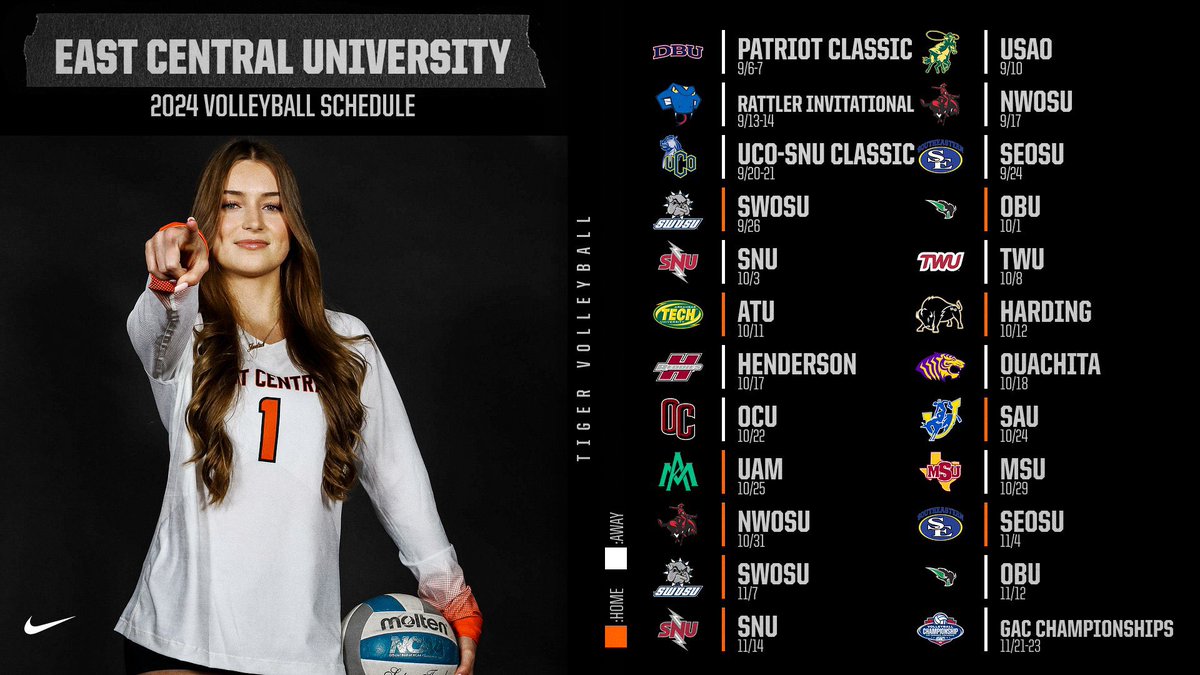 ECUTigersVB's tweet photo. Mark your calendars, Tiger fans! 📆
#GoTigers // #allfor1 // #TigerNation
🧡🖤🧡🖤🧡🖤🧡🖤🧡🖤🧡🖤 https://t.co/FWVrISZbpi