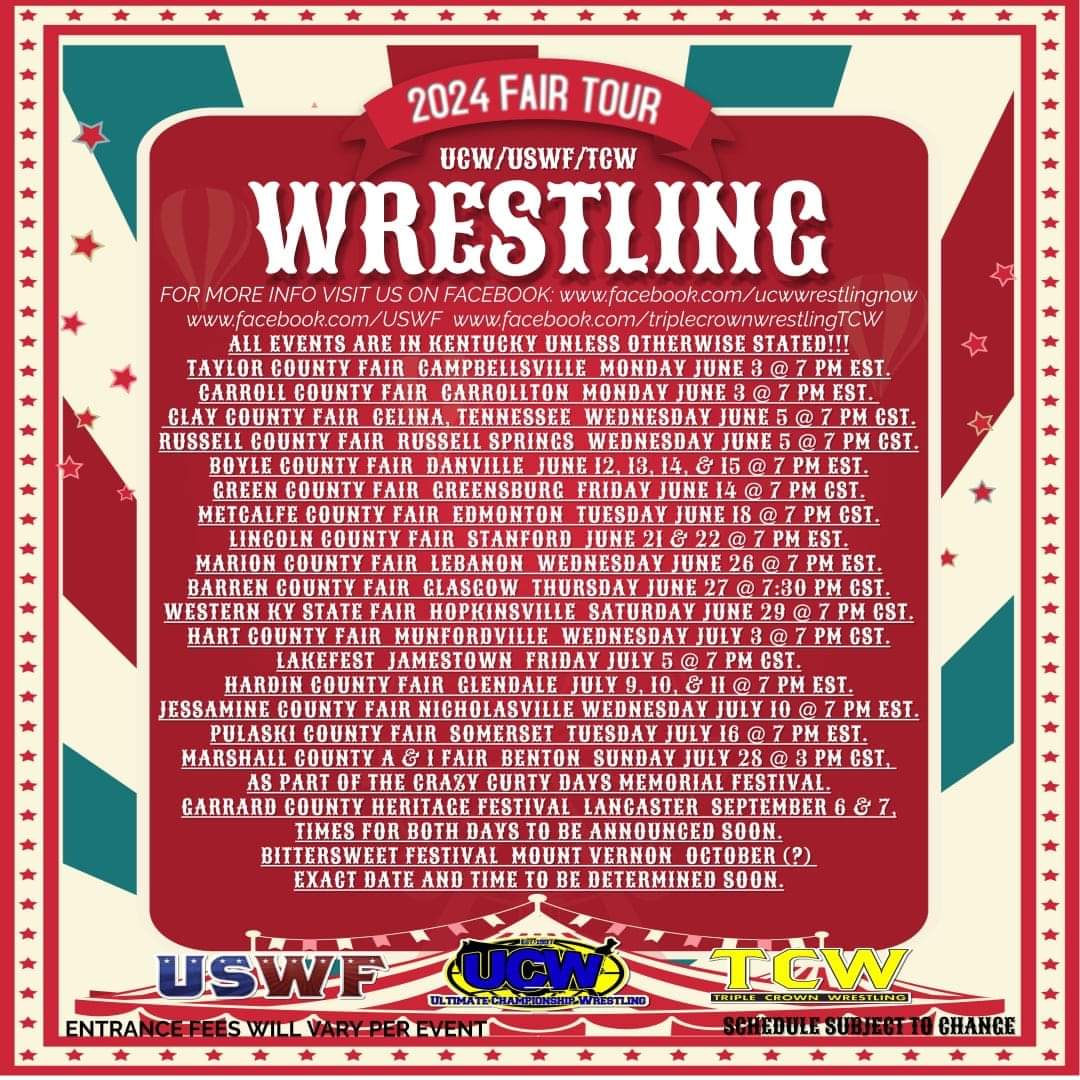 Looks like it's time for the ol' Harlan boy to hit the ground running again. Fair shows are among the most fun I've ever had, and this looks up be no different!