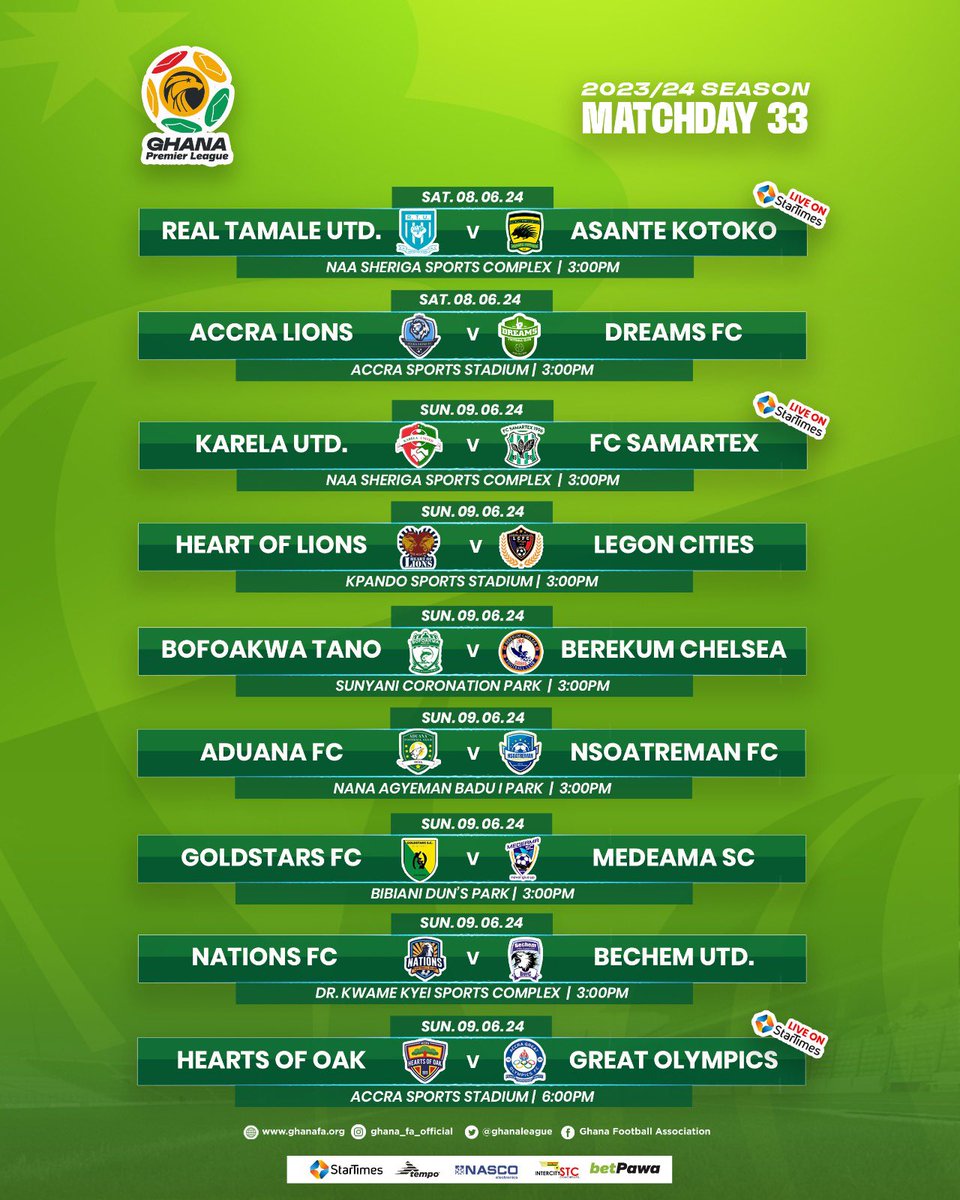 #GPL Matchday 33 Fixtures! ⚽️📝