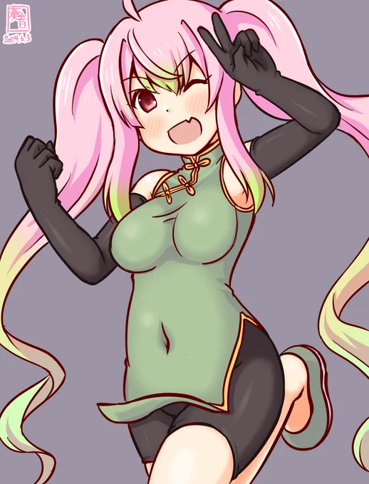 「衣装は大事! ありがと」#艦これ版真剣お絵描き60分一本勝負_20240603#桃 