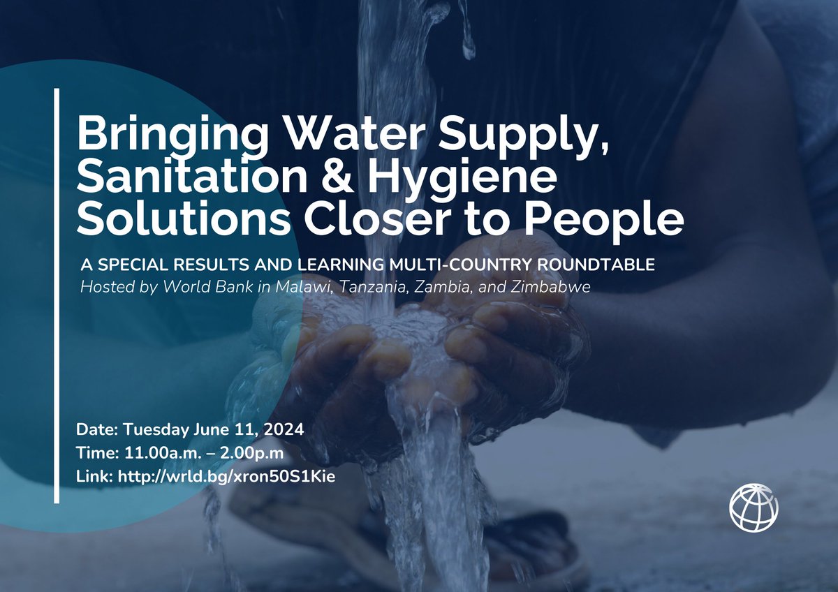 Tune in to a hybrid roundtable to explore how #WASH projects are changing the game in Malawi, Tanzania, Zambia & Zimbabwe. Hear real stories, connect with experts, and be part of the wave of change! 📅 June 11, 2024, from 11am-2:00pm EAT 🔗 wrld.bg/98QE50S6OtH SAVE THE DATE!