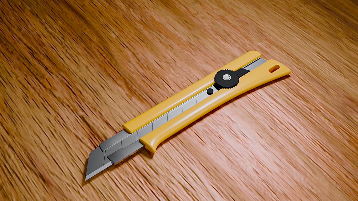 nessless_CG's tweet photo. 本日はカッターを作成しました。
滑らかな表現は難しかったですが、上手く出来たと思います。
この調子で色々作っていきます💪
#3DCG #blender https://t.co/aKXr8wFvDx