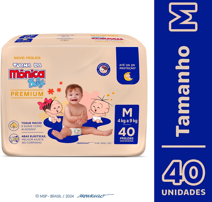 Turma da Mônica Baby Premium Econômica M 40 Unidades