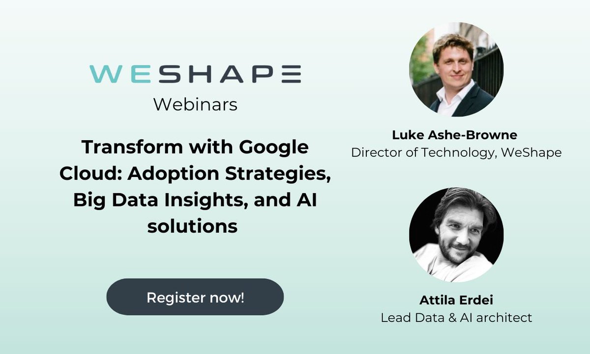 🖥 Partner Webinar Announcement! 🖥 

Very excited to announce that our partner's <a href="/weshape_io/">WeShape</a> are hosting a webinar on all things Google Cloud Platform (GCP) on Wednesday 19th June! ☁

📆 Wednesday 19th June
🕐 13:00-13:45

Register here: lnkd.in/eKzZXnGP