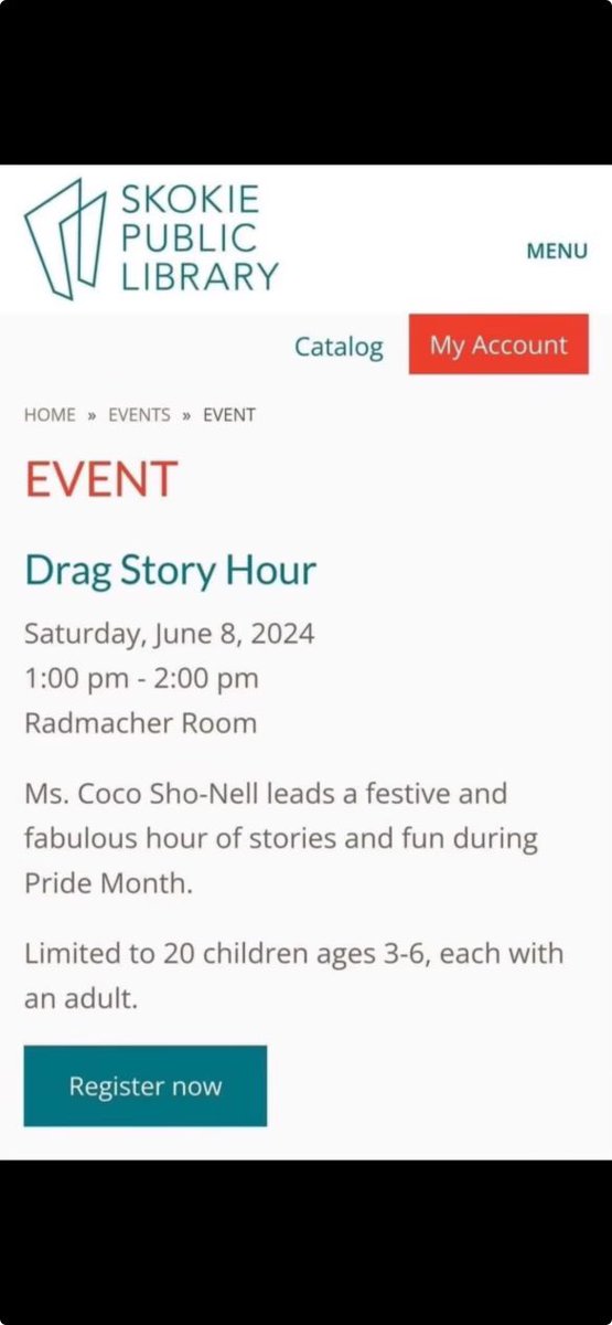 Awake_IL's tweet photo. Male drag queen “Coco Sho-Nell” is performing this Sat. 6/8 @skokielibrary to kids ages 3-6. 

His Instagram post of his @Maine_West school event has song “bitch is a goddess”. 

Skokie is using tax payer funds on child exploitation. Blog post dropping today with call of action. https://t.co/fdALxIqo5F