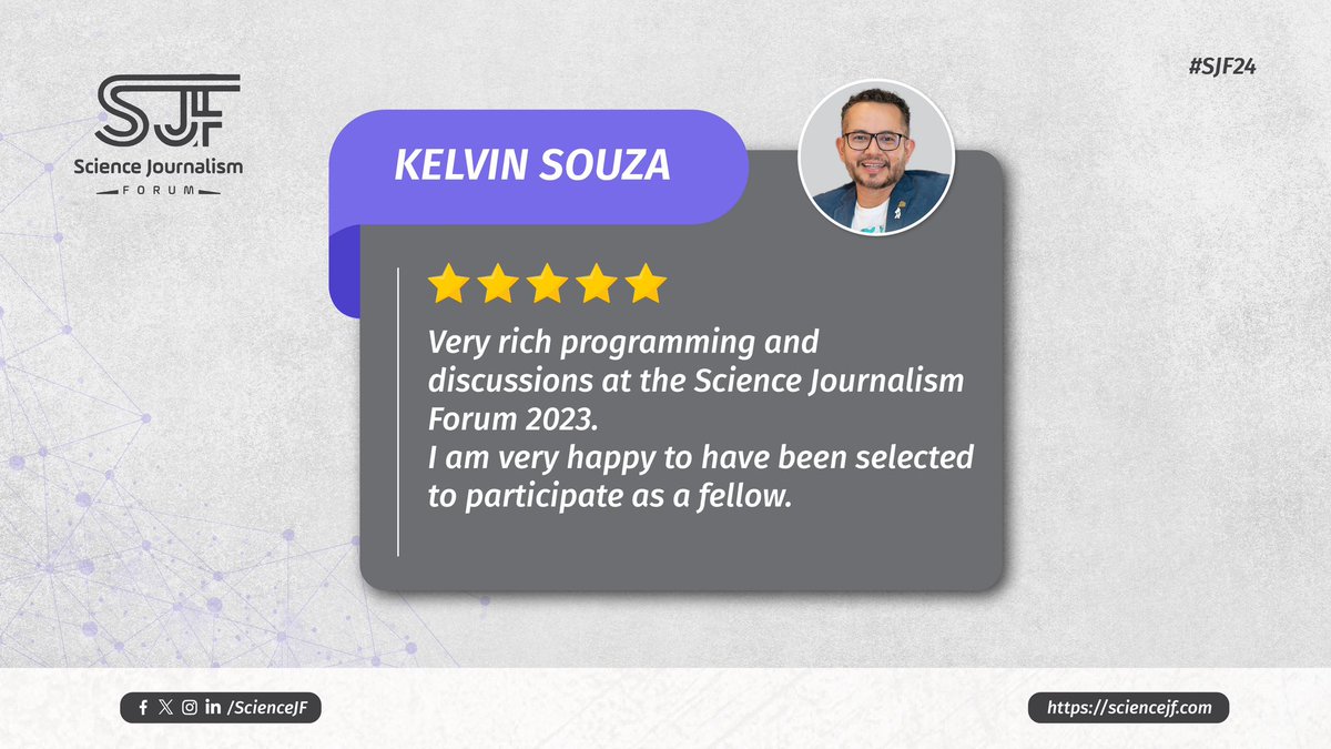 ScienceJF's tweet photo. What did PAST attendees say about SJF? ✨
Explore below some of our attendees' testimonials about the forum.
Want to join us? Don't hesitate to get your ticket now for 50% OFF, for a limited time only!
https://t.co/v94h4guvrm
@Bouldjeri
#SJF24 #Feedback #science_journalism https://t.co/1qTsoaZlqg