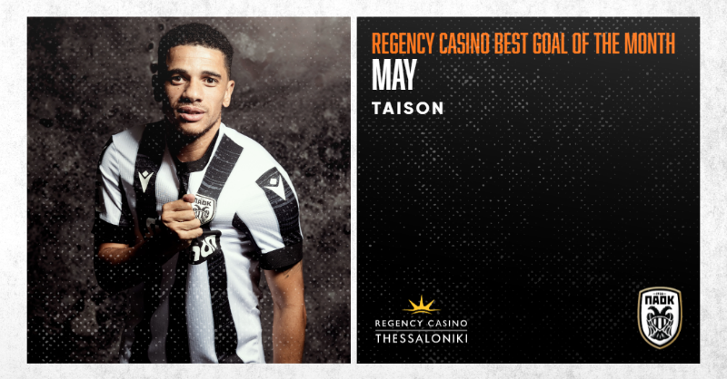 PAOK_FC's tweet photo. Μετά το βραβείο του #MVP στον #Taison και το Regency Casino Thessaloniki Best Goal of the Month του Μαΐου! #video #PAOKTV #BestGoal #May