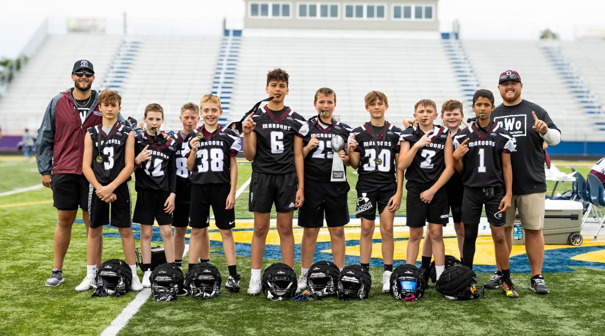 PCHSFB's tweet photo. 💥💥CONGRATS TO THE NORTHERN MAROONS!💥💥
This weekend they competed at the Elkhorn Middle School 7v7 and Lineman Challenge! After a long day of competition they walked away with the 7th Grade 7v7 and Lineman Challenge Trophies!
#PulaskiProduces #CountyHigh https://t.co/39ujJCNoyh