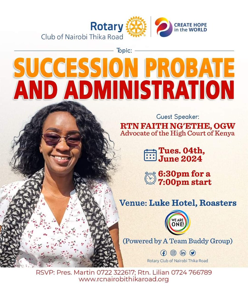 Do you have a will?
Have you adequately provided for your dependants?
Have you appointed an executor for your will?
Can the said Will be revoked?

What is your understanding of  succession?

What is the process of succession in  Kenya?

#CreateHopeintheWorld 
#WeareONE