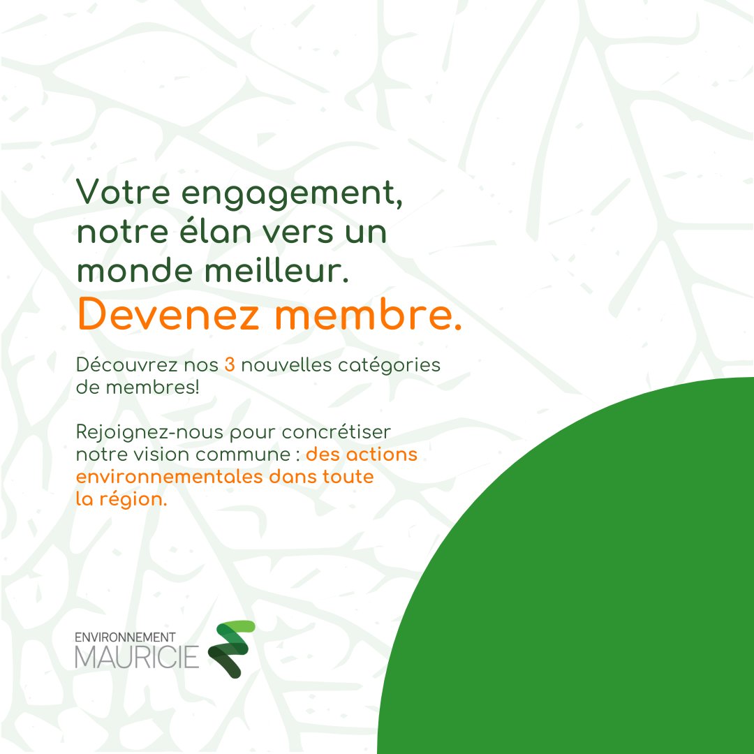 𝗣𝗼𝘂𝗿𝗾𝘂𝗼𝗶 𝗱𝗲𝘃𝗲𝗻𝗶𝗿 𝗺𝗲𝗺𝗯𝗿𝗲? Parce que votre adhésion fait une réelle différence! 

 En tant que membre, vous bénéficierez d'une multitude d'avantages selon votre catégorie.

Pour faire partie de notre communauté, c’est par ici environnementmauricie.com/devenir-membre/