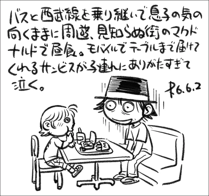 【絵日記0602】原稿をモリモリ描き、馬券を外し、子どもたちの面倒を見た日曜でした。 