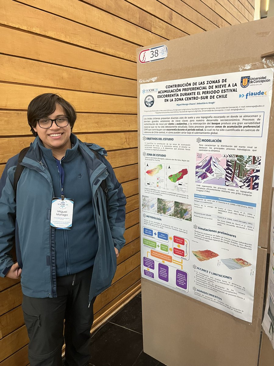 KroghHydro's tweet photo. Very proud of my PhD student Anelim Bernal who was awarded the best grad student presentation at the Chilean Society for Cryosphere (SOCHICRI), great job!!
Also congrats to Miguel for his first presentation at a scientific congress ever! https://t.co/MgIxj4Ca02