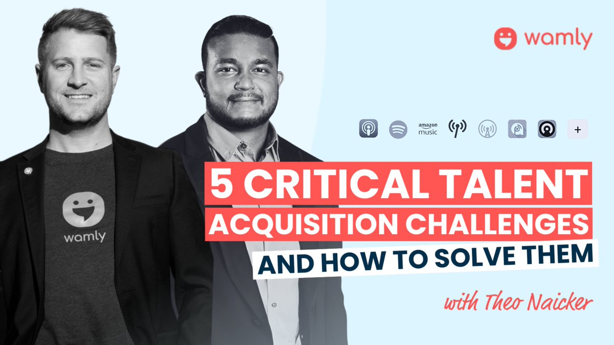 Join us in our latest podcast episode as Theo Naicker, Head of Talent Acquisition at Saint Gobain, and our CEO, Francois de Wet, delve into five critical talent acquisition challenges. wamly.io/podcasts/
#talentacquisition #hiringchallenges #leadership #podcast #innovation