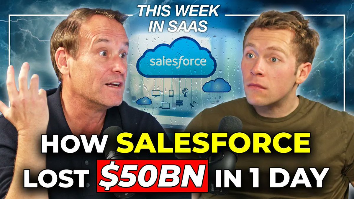 HarryStebbings's tweet image. So @jasonlk said if we hit 100 likes This Week in SaaS would happen.

We hit 250, so it’s time for episode 1 baby! 🎯

This Week in SaaS is live 🚀

📉 PluralSight crashing from $3.5BN ➡️ $0

🤯 Salesforce loses $50BN market cap IN A DAY

💰 Figma, Stripe, Canva: Who is next to…