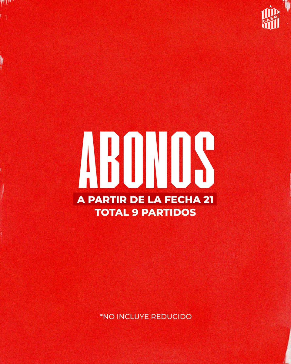 CASMOficial's tweet photo. 🔴⚪️ #PrimeraNacional

Renová o adquirí tu abono y alentá al Santo 🇦🇹

Ya está habilitada la venta presencial o por módulo de sistema de socios online de los abonos para la segunda rueda de la temporada 2024 (Desde fecha 21 en adelante, no incluye reducido).

👨‍💻👩‍💻 https://t.co/mqefTetmkn 

📍Maipú 50
📍Bolivar 1960 (Estadio)

Además, ante diferentes consultas podés comunicarte con los siguientes números:

📲 3816976361
📲 3813681177

📌 Desde ahora hasta el próximo 15 de junio, podés financiar el pago en 3 cuotas sin interés con el Club. Además, recordá que con Cabal de Caja Popular 💳 tenés hasta 6 cuotas sin interés.

❌️ El abono no incluye cuota social.

👉 Otros descuentos:

● Socio Plenario: 10%
● Socio Plata: 10%
● Socio Oro: 20%
● Socio Vitalicio: 25%

#VamosCiudadela