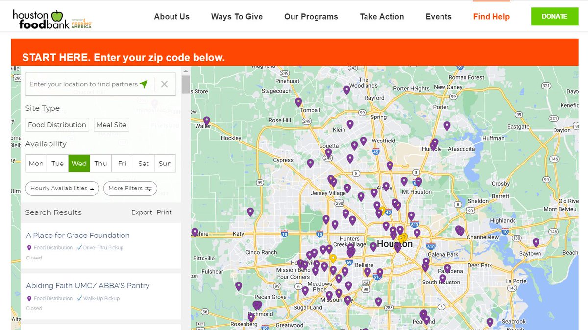 To find food near you, visit the Houston Food Banks’ map to view hours, locations and information for Houston Food Bank pantries, meal programs, and distribution partners.
 
 🖱️ houstonfoodbank.org/find-help/find…
 
To volunteer, visit the link for shifts and sign up: bit.ly/3UR9krp