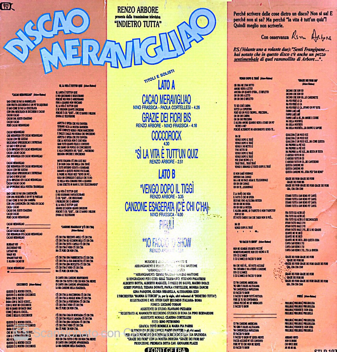 PiramideRossa's tweet image. Ogni volta che lo ascolto mi viene un “ nodo in gola”…anche se mantiene intatta la sua ironia e allegria. 
Lo ascoltate ogni tanto e ci cantate assieme come matti? 
Acquistato nel 1988…il #vinile lo conservo gelosamente. 
#CacaoMeravigliao 
#IndietroTutta 
#Anni80 
#Rai2