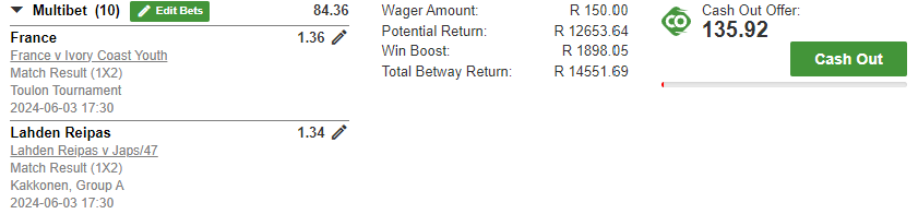 AlsonManyama's tweet photo. 84 odds Betway Train slip

Use Alson Manyama Betway Registration link: 
Link: https://t.co/lMexeb1lp3

(Register a Betway account and win my competition vouchers)

78% win chance: Booking code X748274E0
Lets get it https://t.co/OiKJ4beGTA