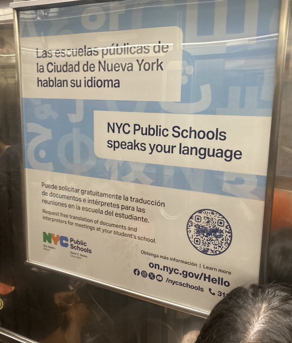 How come the NYC public schools can manage subject/verb agreement in Spanish but not in English? @DOEChancellor @NYCSchools “We speaks your language!”