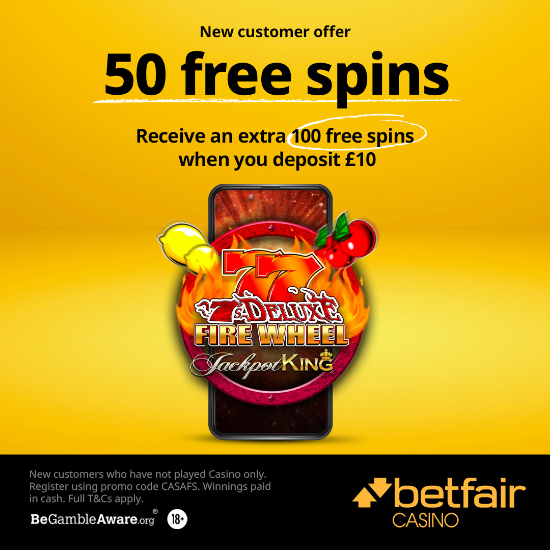 Betfair's tweet photo. 🎰 Join Betfair Casino and get 50 free spins. Get 100 more free spins when you deposit £10!

18+ T&amp;Cs Apply.