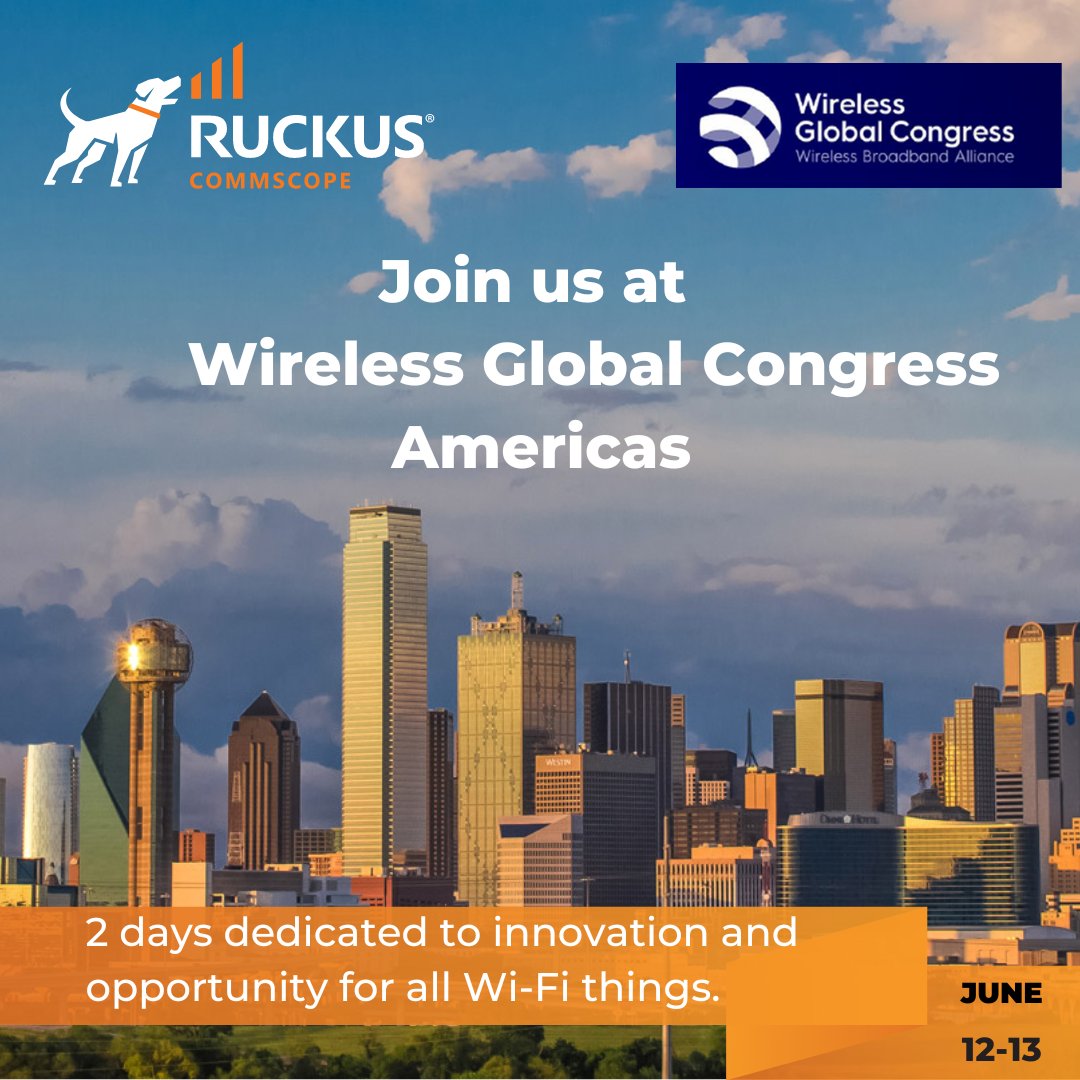 RUCKUS Networks (@ruckusnetworks) on Twitter photo #RUCKUS is heading to Dallas for the #WirelessGlobalCongress Americas! 🌐 Join our session, "#WiFi7 + #AI - The Real Reason You Want It," by Bart Giordano. Catch Bart and Mittal Parekh on two other panels. Details: ruckusnetworks.com/events/wireles… <a href="/bgiordan/">Bart Giordano</a> <a href="/parekhmittal/">Mittal Parekh</a> <a href="/WBAlliance/">Wireless Broadband Alliance (WBA)</a> #RUCKUS is heading to Dallas for the #WirelessGlobalCongress Americas! 🌐 Join our session, "#WiFi7 + #AI - The Real Reason You Want It," by Bart Giordano. Catch Bart and Mittal Parekh on two other panels. Details: ruckusnetworks.com/events/wireles… <a href="/bgiordan/">Bart Giordano</a> <a href="/parekhmittal/">Mittal Parekh</a> <a href="/WBAlliance/">Wireless Broadband Alliance (WBA)</a>
