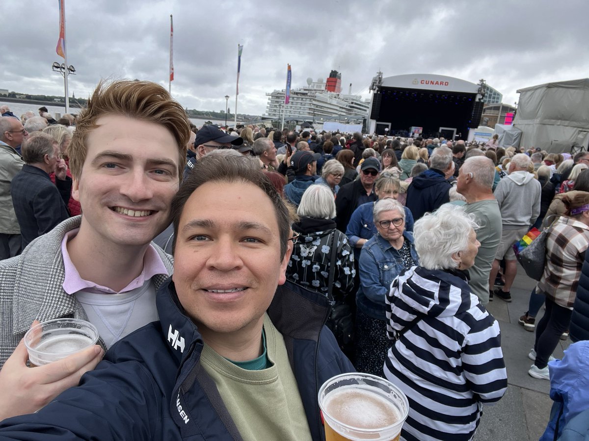 Watching the naming of Cunard’s newest ship. #queenanne #queenannenaming #cunard #liverpool