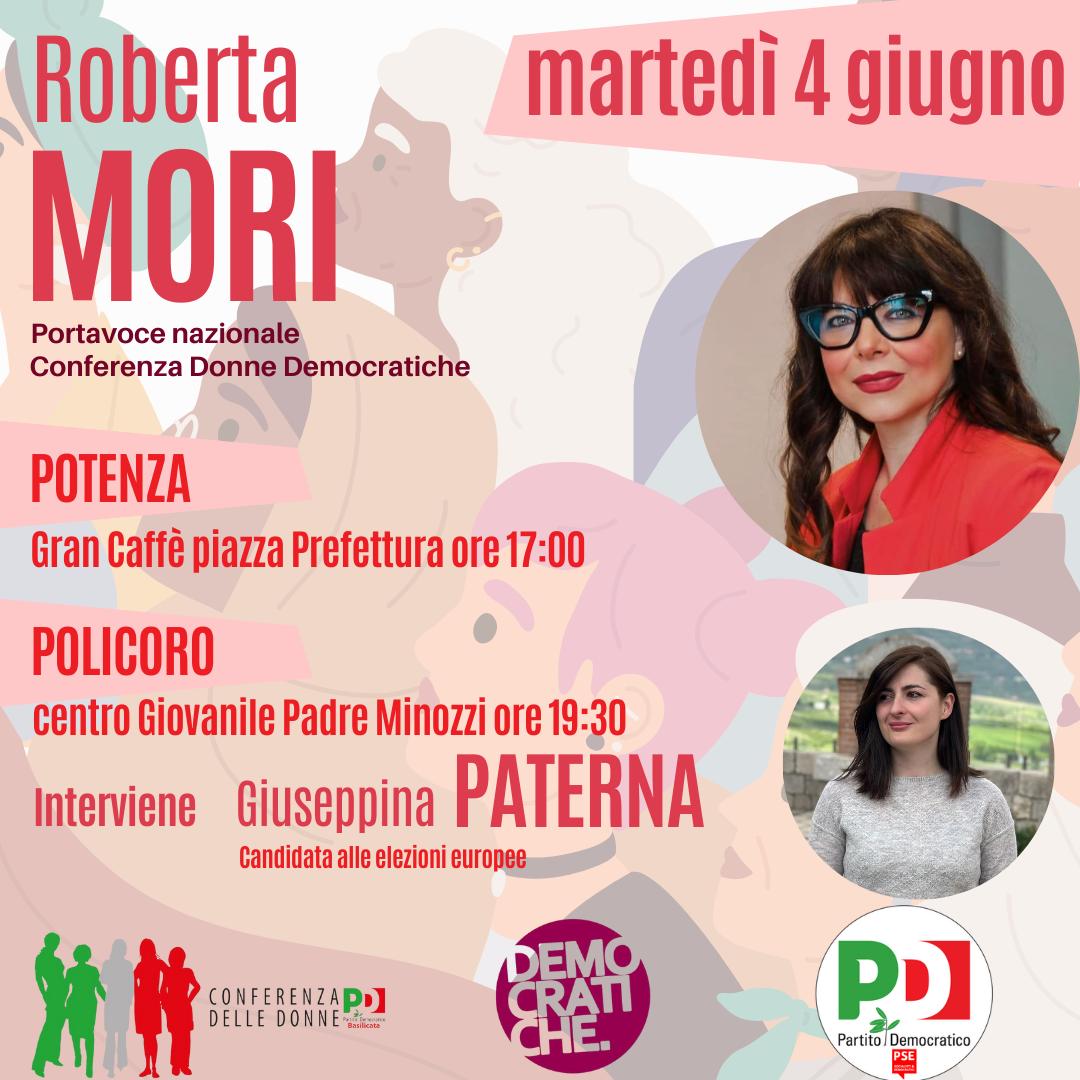PdBasilicata's tweet photo. ๐ SAVE THE DATE ๐Roberta MORI in BASILICATA
L'Europa che vogliamo รจ piรน giusta. Il giorno 8 e 9 giugno vota PARTITO DEMOCRATICO
๐ช๐บ ricorda รจ possibile esprimere fino a 3 preferenze ๐บ๐น๐บ o ๐น๐บ๐น
#PdBas #votapartitodemocratico #europee2024 https://t.co/yCbxaliiJr