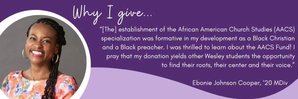 Meet Ebonie Johnson Cooper, MDiv '20 and Wesley donor. See her story on why she gives. There are 10 days left to donate to our Wesley Giving Challenge where your gift will DOUBLE! Our Board of Governors will match all contributions if we reach $24,000. wesleyseminary.edu/challenge