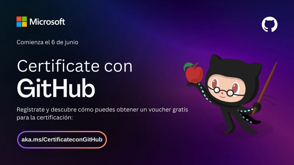 Certifícate con GitHub!

Este jueves 6 comienzan las jornadas de Microsoft y GitHub para prepararte para la certificación de fundamentos.

→ 4 clases gratis y en español
→ Puedes obtener un cupón para examinarte de la certificación gratis

Regístrate:
developer.microsoft.com/es-es/reactor/…
