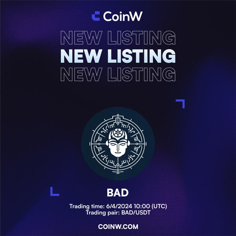 badideaai's tweet photo. 🚨 #CoinW Listing Alert!

We will be Listed on 4th June 2024, 10:00 UTC!

🔥You can join the $BAD bounty program and share in the 10,000 $USDT reward!

🔸 Deposit: 3rd June 2024, 10:00 UTC
🔸 Trading: 4th June 2024, 10:00 UTC
🔸 Withdraw: 4th June 2024, 10:00 UTC

Learn more: https://t.co/LM0yDZsYx4