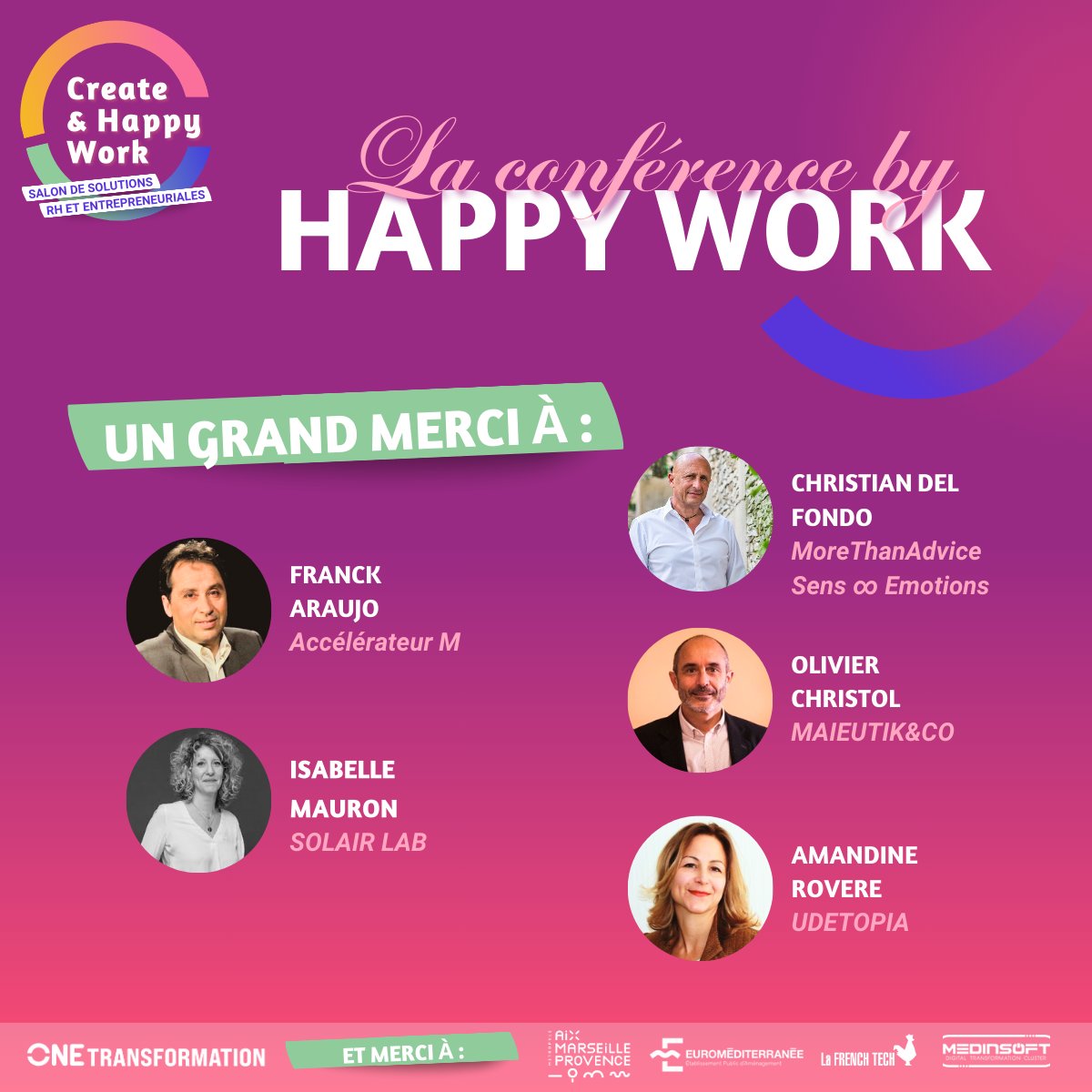 LaCoqueNumeriq's tweet photo. Merci infiniment à tou(te)s les intervenant(e)s et partenaires qui ont rendu notre événement #HappyWork si passionnant ! 
🙌  Vos interventions ont enrichi les débats autour de la #RSE, la RTE, la Qualité de Vie au Travail, la diversité, les émotions et bien plus encore. https://t.co/irzO9rOBcG