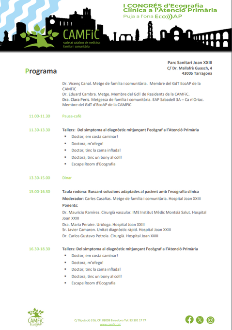 CAMFiC's tweet photo. El #CongresEcoAP de la #CAMFiC t'espera! 🗓️Del 13 al 15 de juny, uneix-te al GdT @ecoapcat a Tarragona, i viu un congrés ple de tallers innovadors, taules sobre futur #IA, diagnòstic per la imatge i molt més!
🌊 Encara no has pujat a l'#onaecoap? https://t.co/io26xuWXeC https://t.co/hxyVx3Nxq6