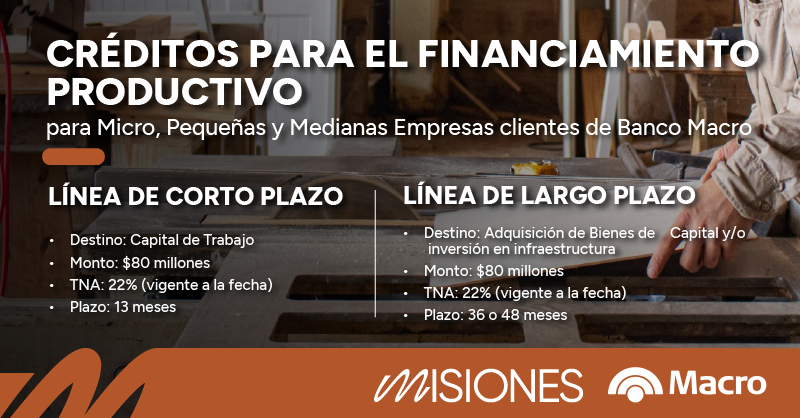 Adolfo Safrán (@adolfosafran) on Twitter photo Nueva línea de créditos productivos lanzada por el <a href="/gobmisiones/">Gobierno de Misiones</a> junto a Banco Macro cuenta con una tasa de interés bonificada con el objetivo de asistir financieramente a las micro, pequeñas y medianas empresas de #Misiones 👉 bit.ly/CréditosProduc… Nueva línea de créditos productivos lanzada por el <a href="/gobmisiones/">Gobierno de Misiones</a> junto a Banco Macro cuenta con una tasa de interés bonificada con el objetivo de asistir financieramente a las micro, pequeñas y medianas empresas de #Misiones 👉 bit.ly/CréditosProduc…