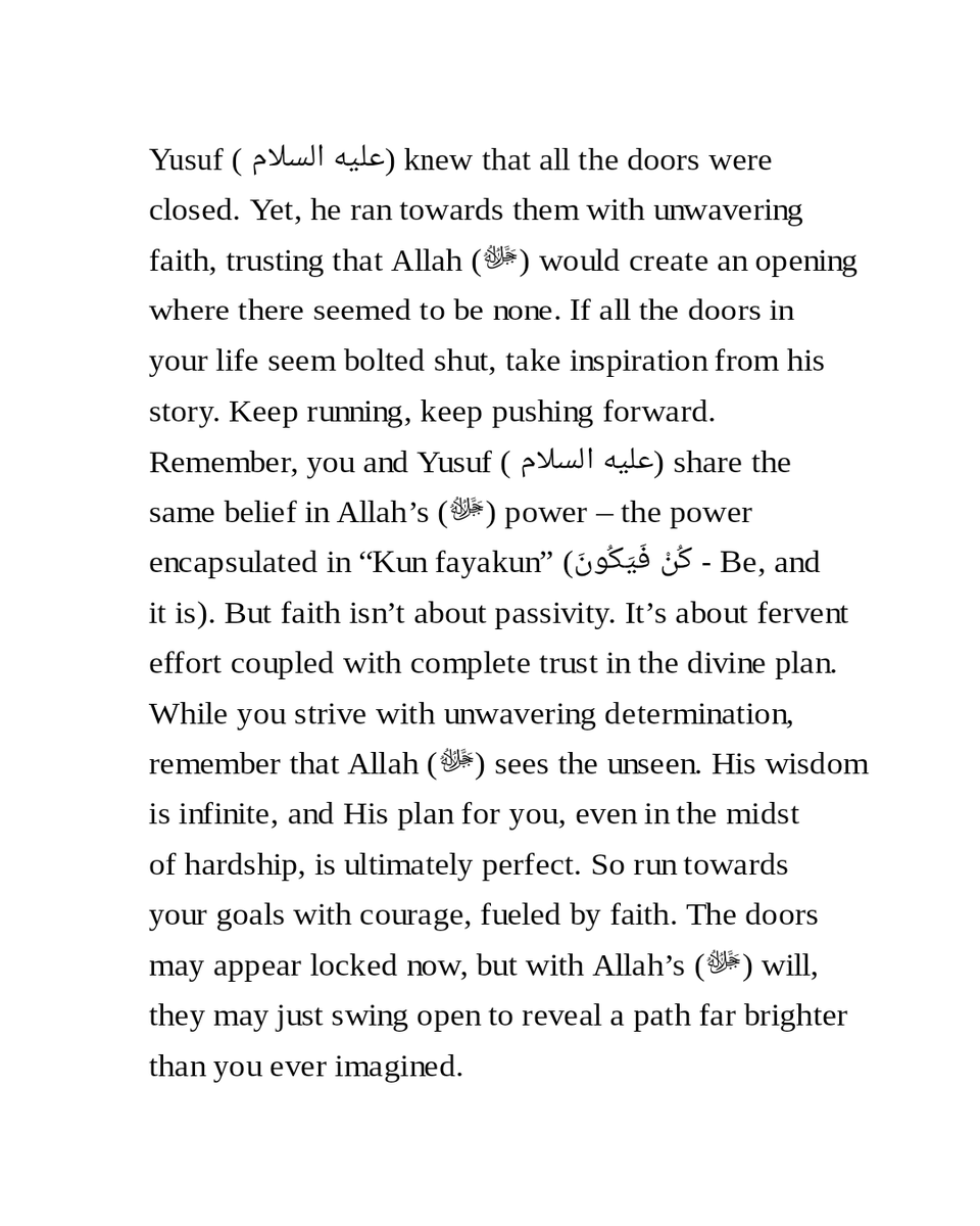 muslimthoughtz1's tweet photo. Wisdom from the story of Yusuf AS: The impossible becomes possible. https://t.co/QdcsQVd4Kd