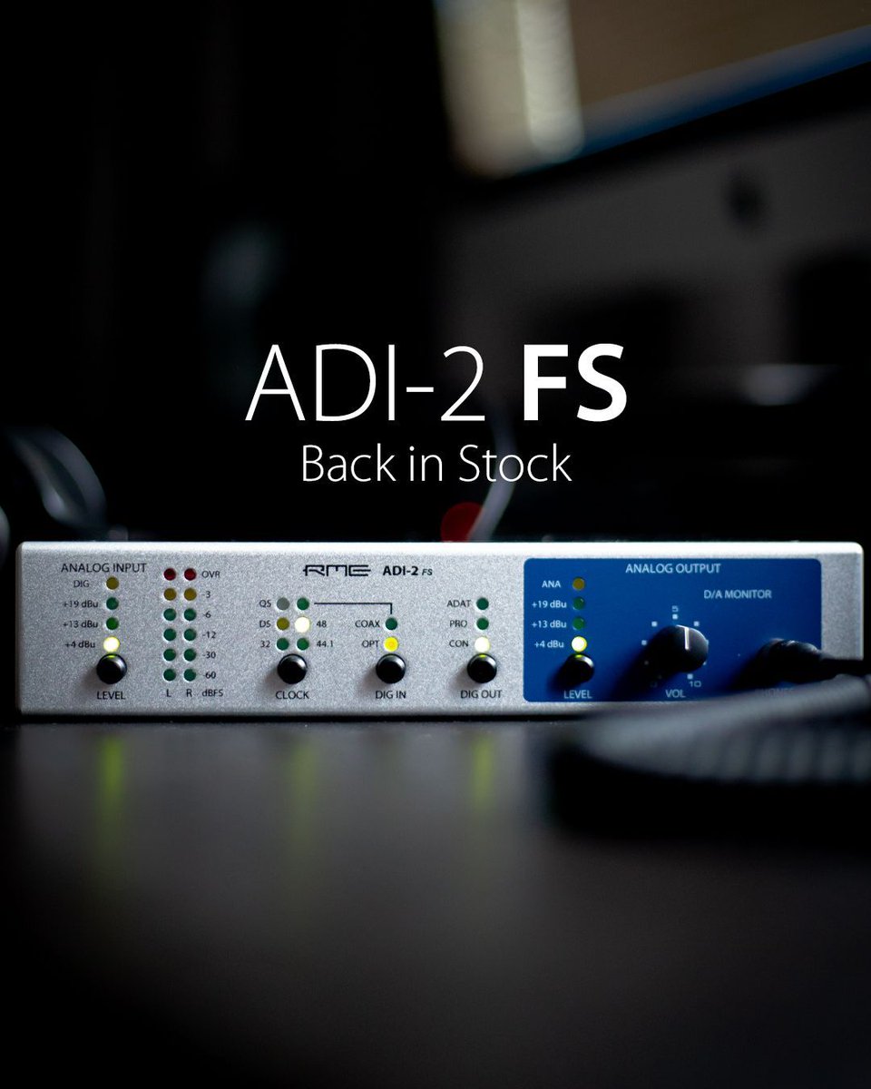 The ADI-2 FS, RME's affordable mastering AD/DA converter is now back in stock. ⁠
⁠
Check out our full overview video 👉 buff.ly/4aKvul8