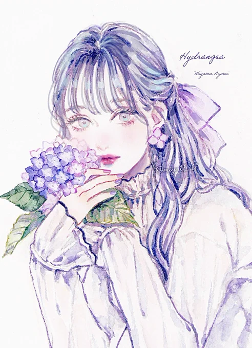 紫陽花#透明水彩 