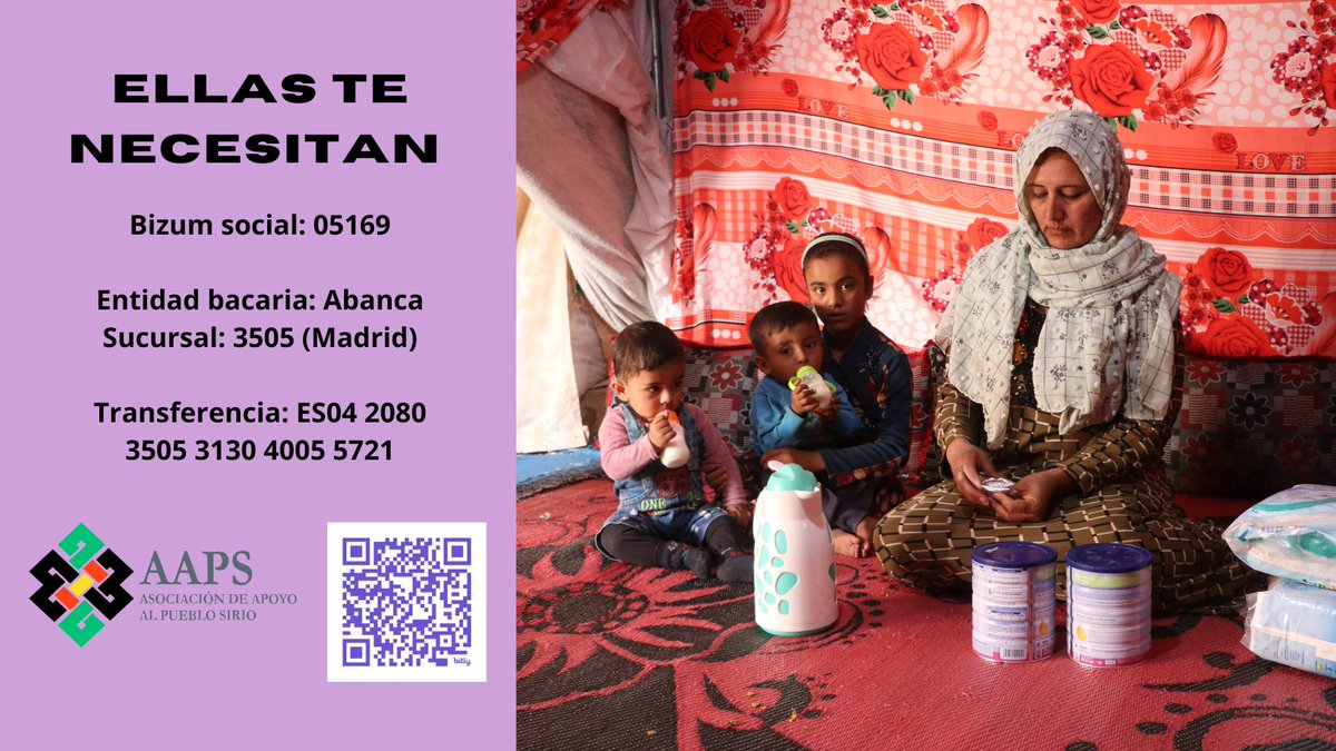 💚Las mujeres en Siria son el sustento de la familia.

💪🏻Luchan por sobrevivir en la terrible situación que viven en su país desde 2011, pero además, luchan por el bienestar de sus hijos. 

🙏🏻Necesitan fuerzas para conseguir esto.

👉🏻bit.ly/43gkwSi
