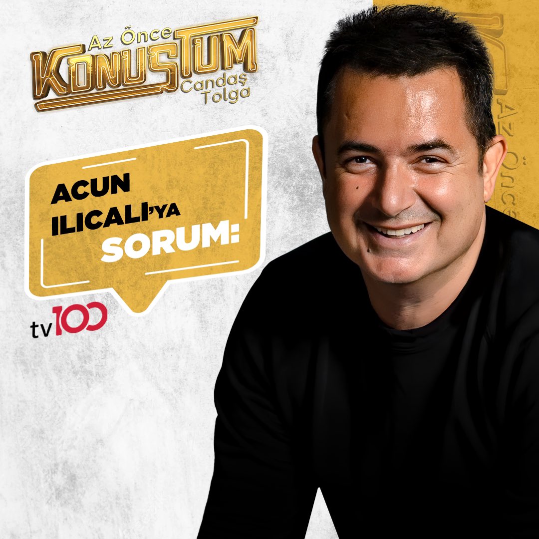 📢 Az Önce Konuştum’un bu akşam canlı yayın konuğu Acun Ilıcalı. 📺🔔

Sorularınızı bu gönderinin altına bekliyoruz. 💭👇🏼

@ctisik @acunilicali @tv100