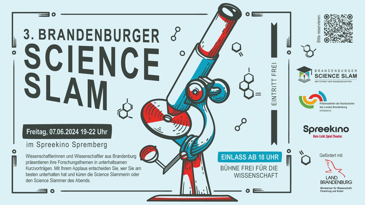 Habt ihr Lust auf spannende Wissenschaft? 🎉 Kommt zum Science Slam am Freitag, 7.7. um 18 Uhr ins Kino in Spremberg! Erlebt interessante Vorträge, unterhaltsam präsentiert. Eintritt frei! Anmeldung: praesenzstelle-spremberg.de/termine/anmeld… 🚀✨ #ScienceSlam #Spremberg #FreierEintritt