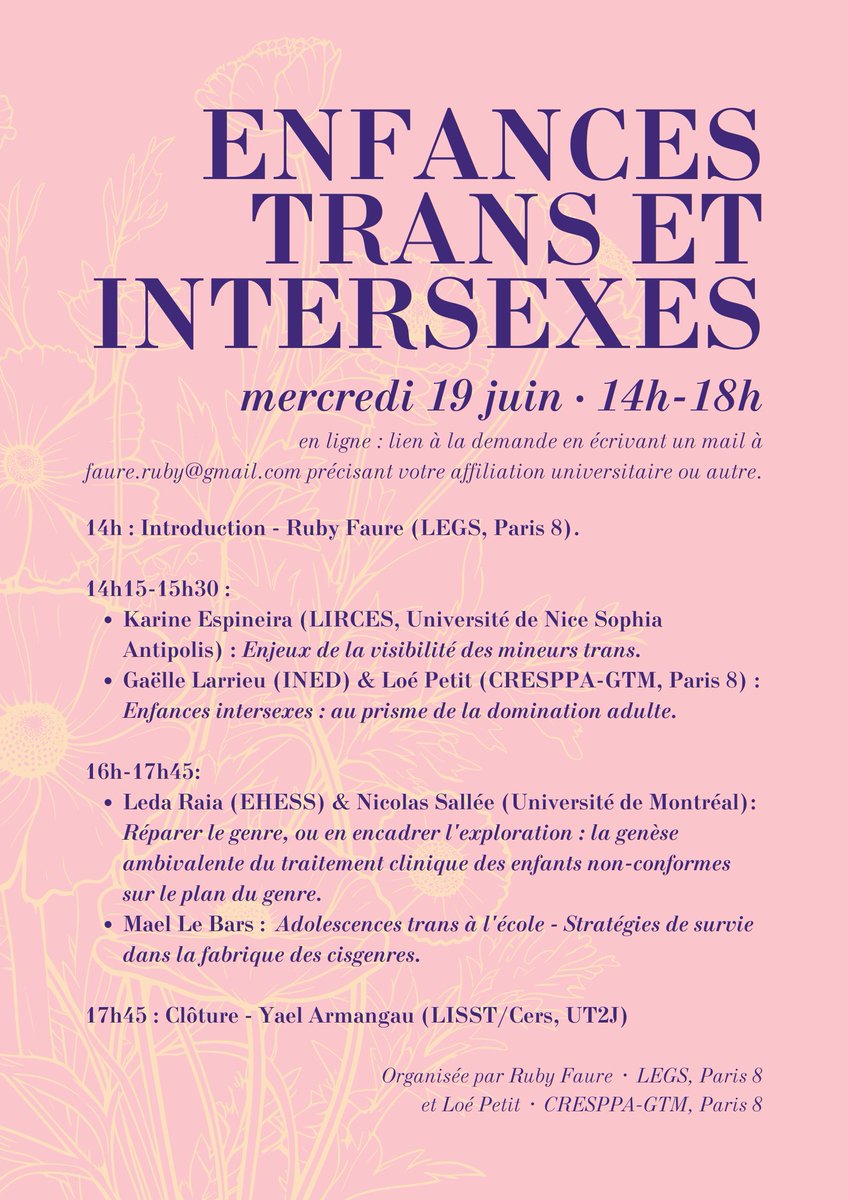 Hâte de participer à la Journée d'étude "Enfances trans et intersexes" !