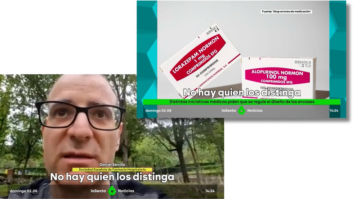 S.E.F.H (@sefh_) on Twitter photo "La ley no define de forma concreta cómo debe ser el diseño (de los envases de medicamentos) como tal"
📺Nuestro compañero <a href="/danisevisan/">Daniel Sevilla</a> interviene en <a href="/sextaNoticias/">laSexta Noticias</a> para explicar la situación actual sobre los problemas de isoapariencia, sobre el que llevan también mucho tiempo "La ley no define de forma concreta cómo debe ser el diseño (de los envases de medicamentos) como tal"
📺Nuestro compañero <a href="/danisevisan/">Daniel Sevilla</a> interviene en <a href="/sextaNoticias/">laSexta Noticias</a> para explicar la situación actual sobre los problemas de isoapariencia, sobre el que llevan también mucho tiempo