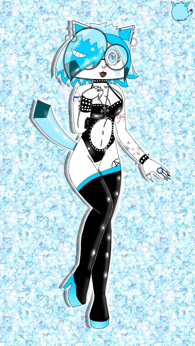 OberitaRiki's tweet photo. Glacey Sara in gothic bikini bodysuit 
😺🩵❄️🩱🖤✨
.
#myoc #gengar #glaceon #fusion #pokemon #glaceysara #gothicgirl #icygirl #goth #blackbikini #gothicbikini #bikinibodysuit #tattoos #piercings #glasses #humanoidgirl #sexyart #hotart #digitalart #humanoidart #fanart  #artwork https://t.co/zEiQs2usOu