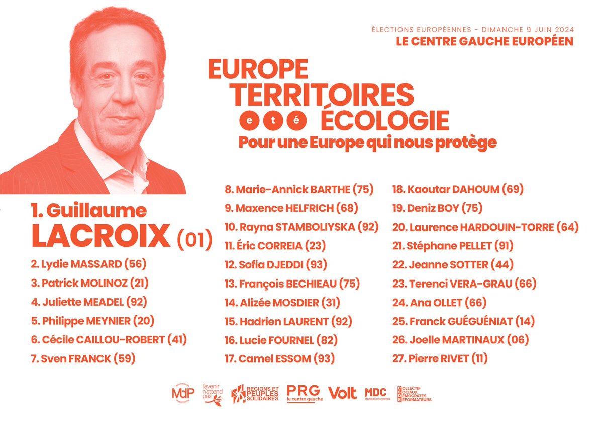 Régions et Peuples solidaires (R&PS) (@retps) on Twitter photo #Europe2024 Pour avoir des eurodéputés <a href="/RetPS/">Régions et Peuples solidaires (R&PS)</a> qui siègent avec les autres eurodéputés régionalistes dans le groupe <a href="/EFAparty/">European Free Alliance</a>, le 9 juin, un choix s'impose, la liste Europe Territoires Ecologie et ses 18 candidats R&PS. Dimanche prochain, votons et faisons voter pour <a href="/ETE_2024/">Europe Territoires Écologie | 🗳 Guillaume Lacroix</a> 🗳️ #Europe2024 Pour avoir des eurodéputés <a href="/RetPS/">Régions et Peuples solidaires (R&PS)</a> qui siègent avec les autres eurodéputés régionalistes dans le groupe <a href="/EFAparty/">European Free Alliance</a>, le 9 juin, un choix s'impose, la liste Europe Territoires Ecologie et ses 18 candidats R&PS. Dimanche prochain, votons et faisons voter pour <a href="/ETE_2024/">Europe Territoires Écologie | 🗳 Guillaume Lacroix</a> 🗳️